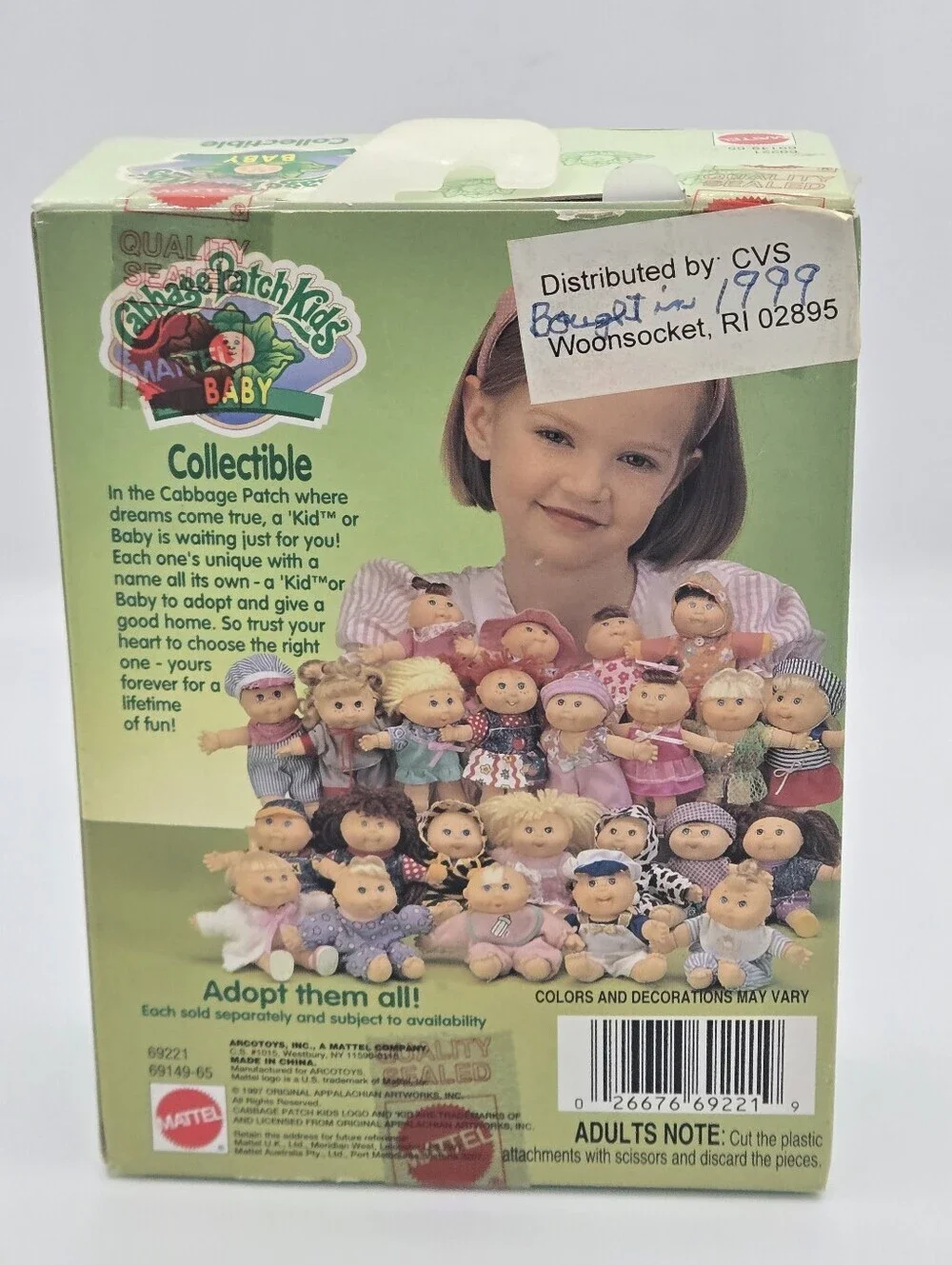Vintage 1997 Mattel Cabbage Patch Kids 4” Baby Doll Willa Heather DOB Dec 7